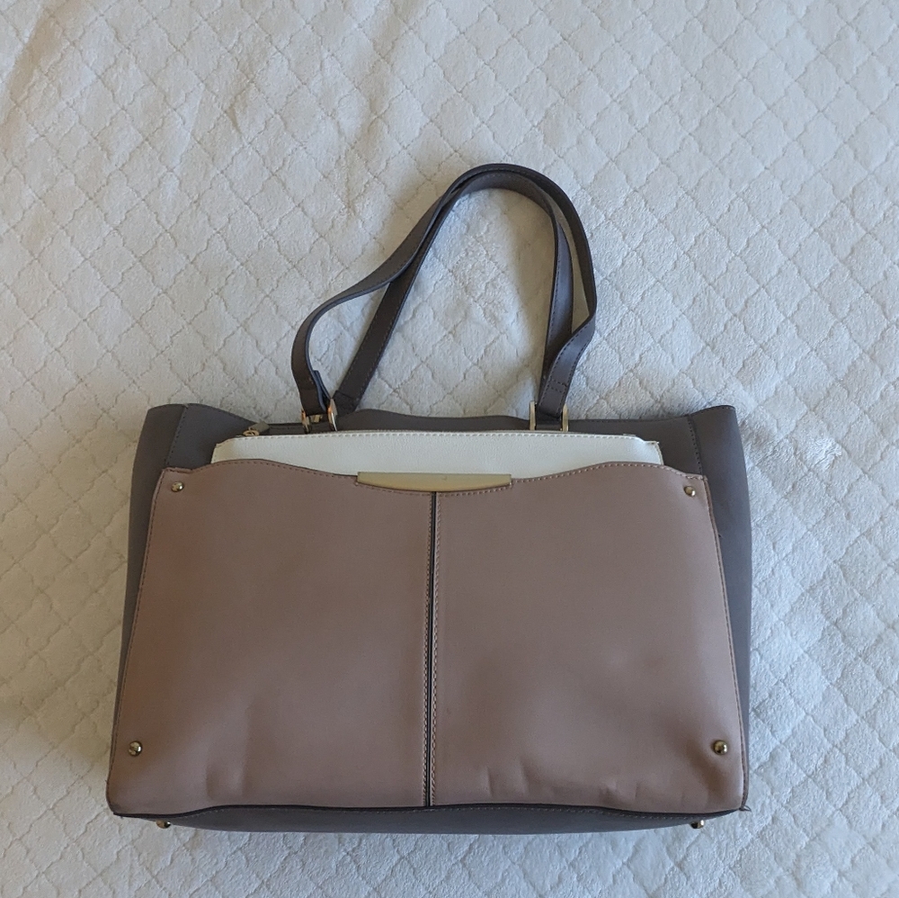 Ann Taylor Pochette Tote, grey/pink/white